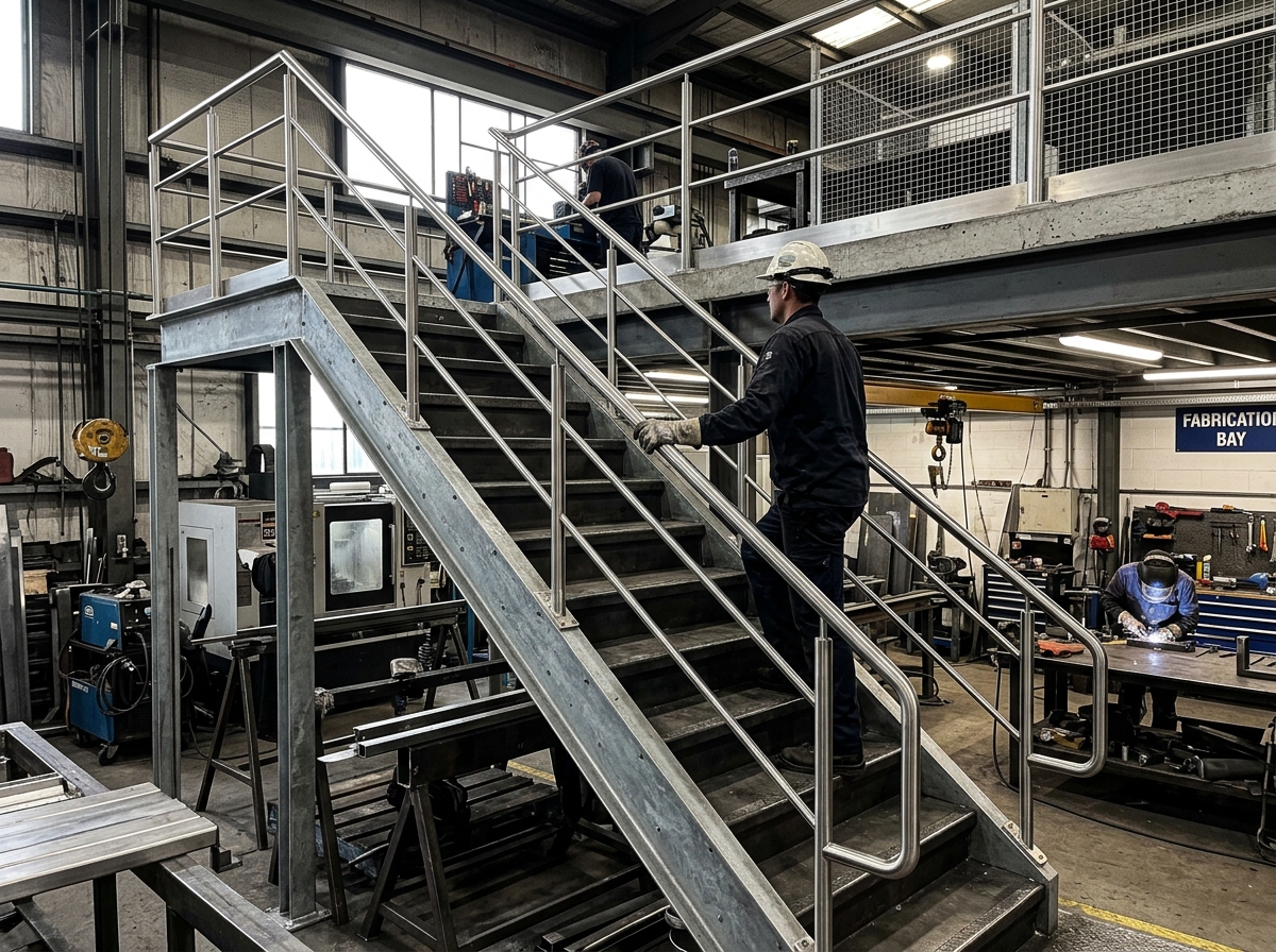Mezzanine Staircase & Stainless Safety Handrails